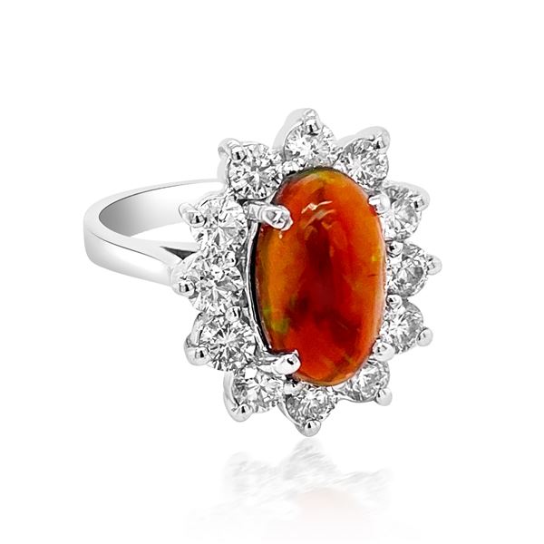 2.06ct Natural Opal 14K White Gold 5.1gm Ring