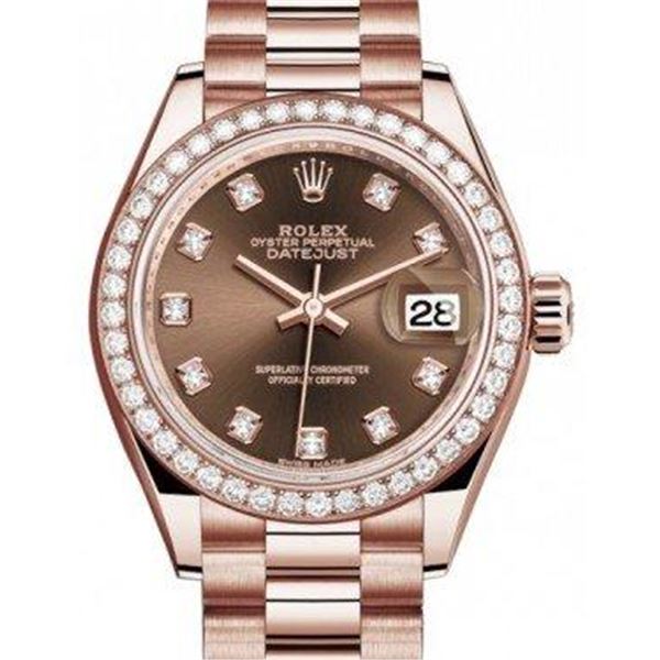 Rolex 28MM President RG with Diamond Bezel Model # 279135