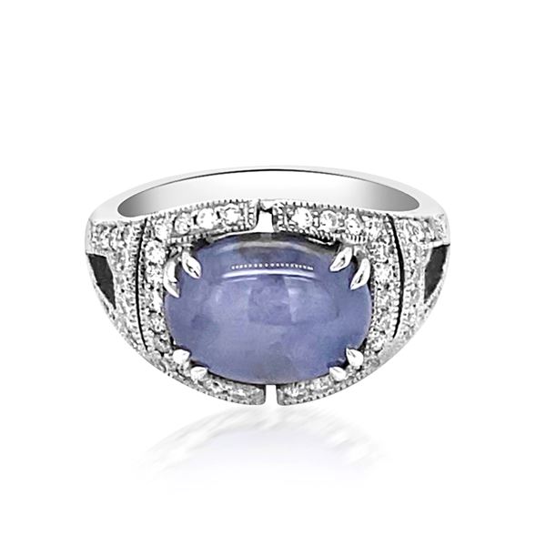 5.15ct Natural Ceylon Star Sapphire 14K White Gold Ring