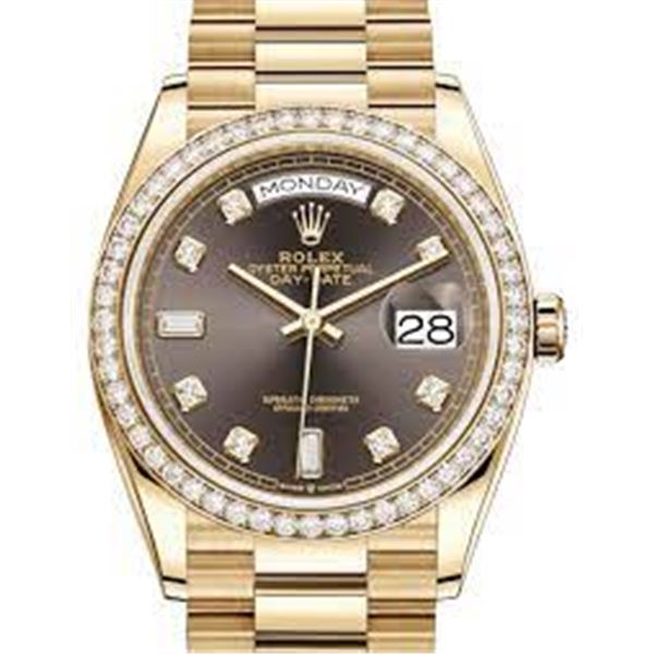 Rolex 36MM Day Date YG with Diamond Bezel Model # 128348