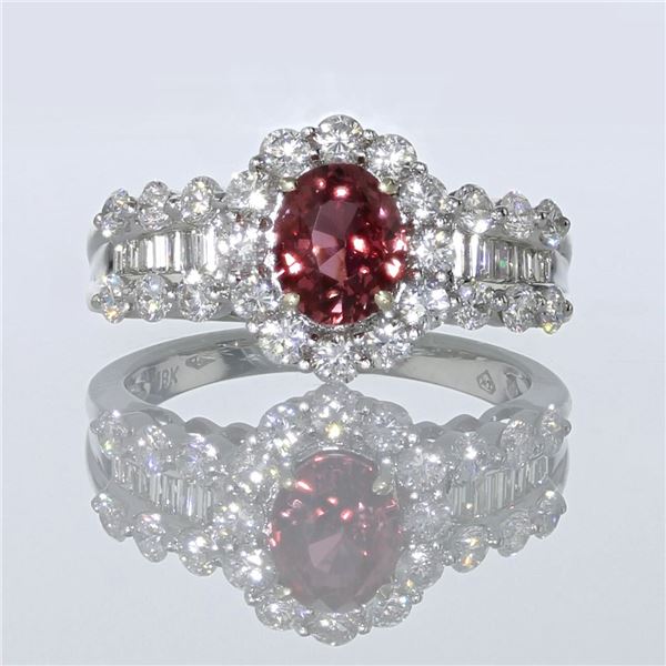 1.43ct Natural Pink Sapphire 18K White Gold Ring