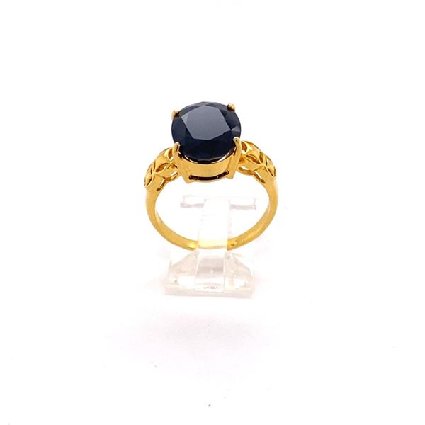 7.35ct Blue Sapphire 18K YG 6.74gm Ring