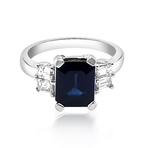 3.17ct Ceylon Blue Sapphire 14K White Gold Ring