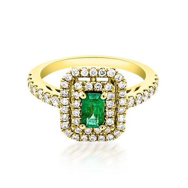 0.36ct Natural Emerald 14K Yellow Gold 4gm Ring