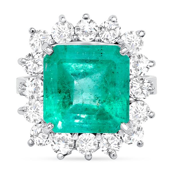 7.15ct Colombian Emerald & Diamond Ring