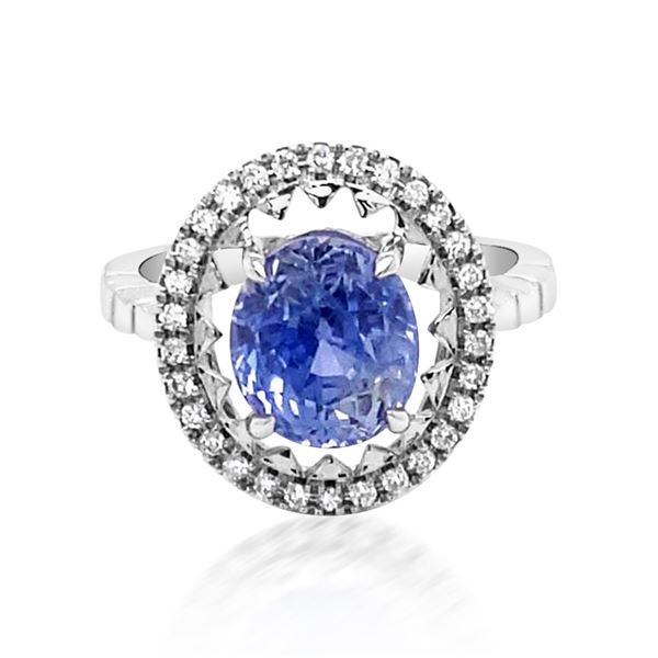 4.98ct Natural Ceylon Blue Sapphire 14K White Gold Ring