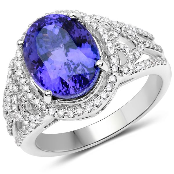 5.11ct Tanzanite 14K White Gold Ring