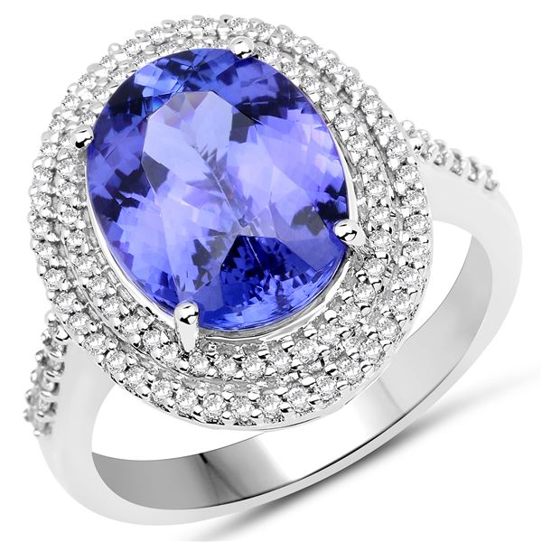 3.85ct Tanzanite 14K White Gold Ring