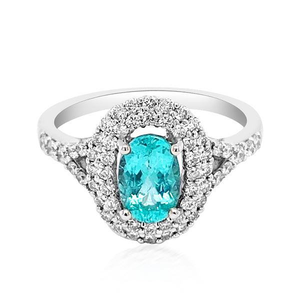 0.99ct Natural PARAIBA TOURMALINE 14K White Gold 3.42gm Ring