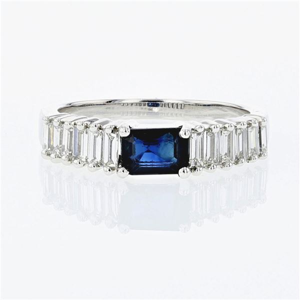 0.65ct Natural Blue Sapphire 14K White Gold Ring