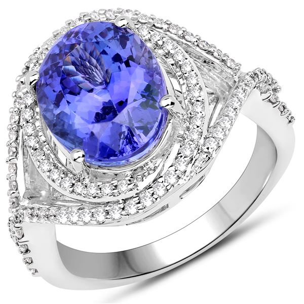 4.94ct Tanzanite 14K White Gold Ring