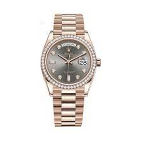 Rolex 36MM Day Date RG with Diamond Bezel Model # 128345