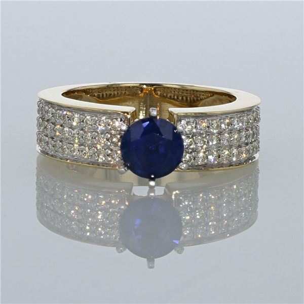 0.90ct Natural Blue Sapphire 14K Yellow Gold Ring