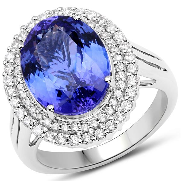 7.08ct Tanzanite 14K White Gold Ring