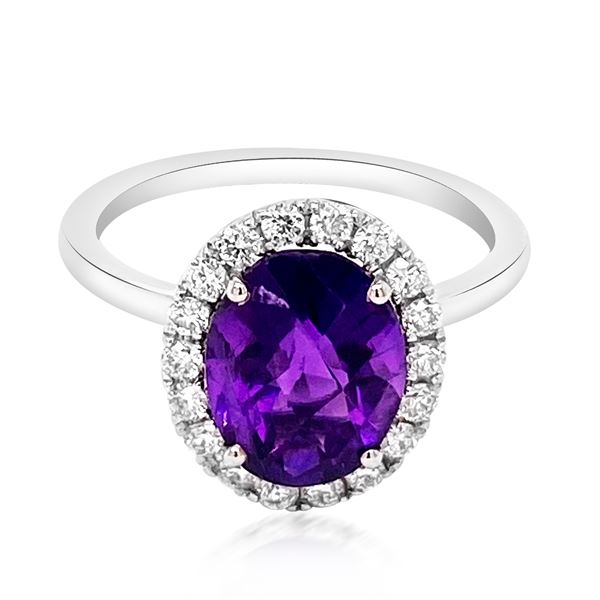 2.33ct Natural AMETHYST 14K White Gold 2.9gm Ring