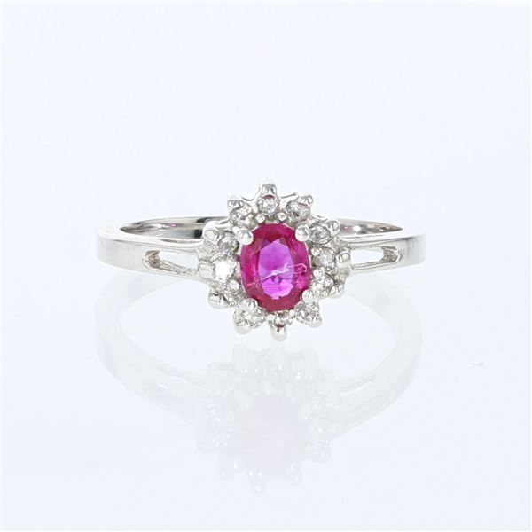 0.35ct Natural Ruby 14K White Gold Ring