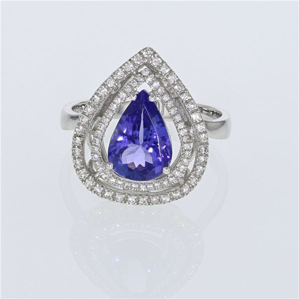 2.62ct Natural Tanzanite 14K White Gold Ring