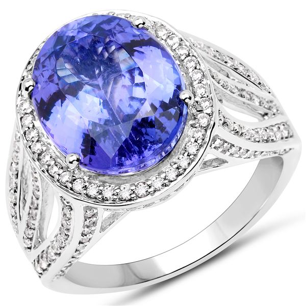 7.02ct Tanzanite 14K White Gold Ring