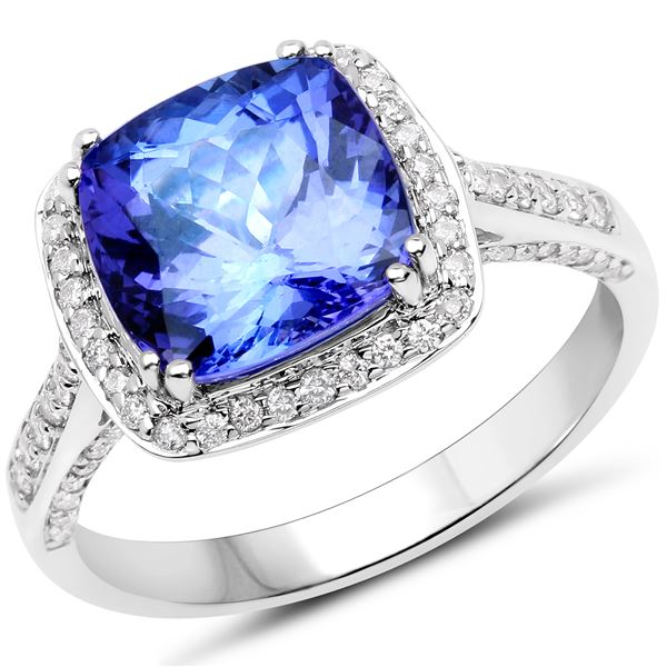 4.07ct Tanzanite 14K White Gold Ring