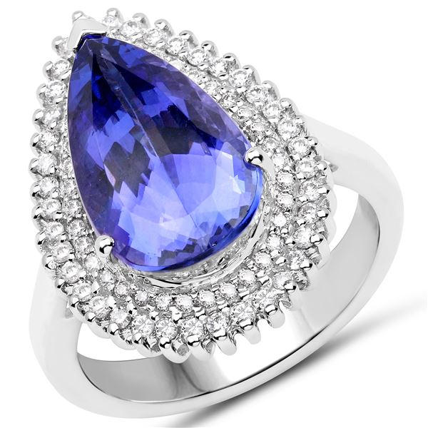 6.14ct Tanzanite 14K White Gold Ring