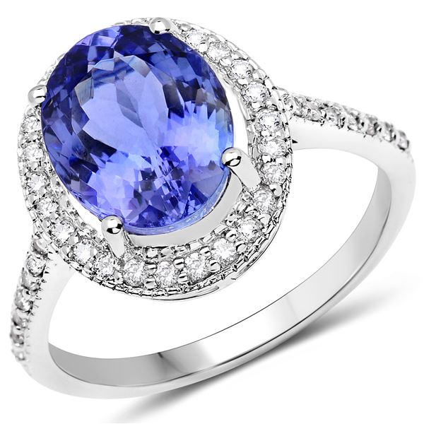 3.69ct Tanzanite 14K White Gold Ring