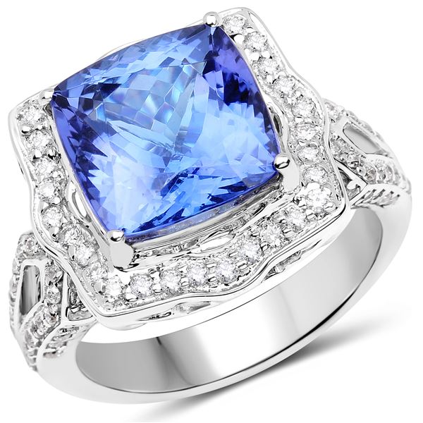 6.89ct Tanzanite 14K White Gold Ring