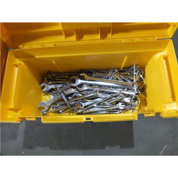 Yellow Tool Box W/ Assorted Open end Wrenches