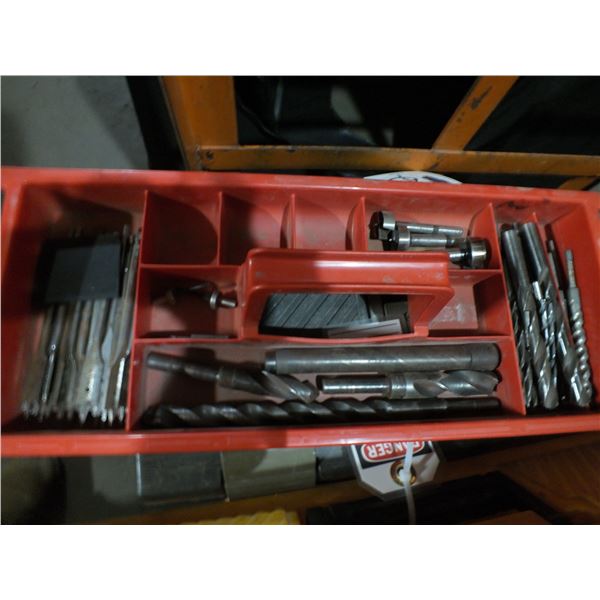 Yellow Tool Box w/ Assorted Drill Bits
