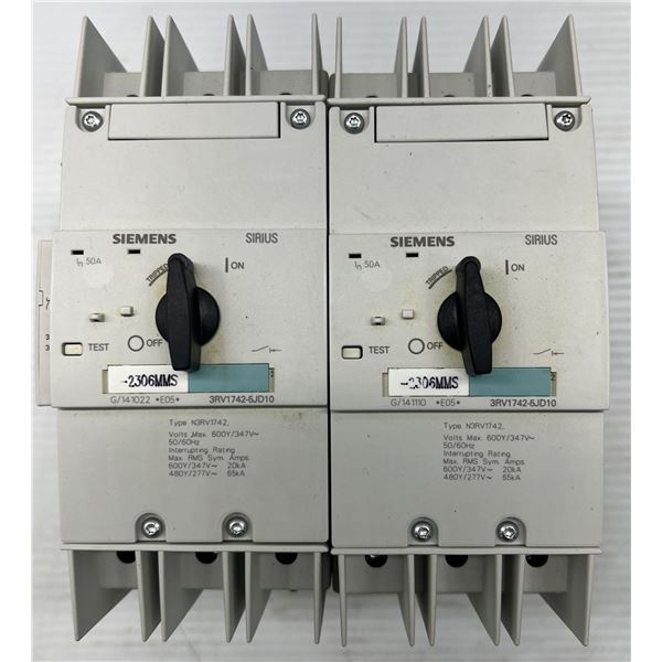 Lot of (2) Siemens #3RV1742-5JD10 Circuit Breakers