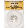 Image 1 : 2014 Proof 1/4 oz Platinum JFK Apollo 11 Anniversary Medal ANACS MS69