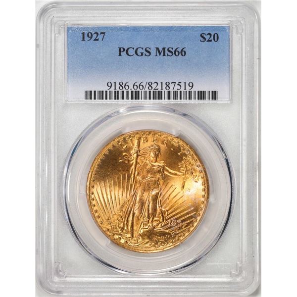 1927 $20 St. Gaudens Double Eagle Gold Coin PCGS MS66