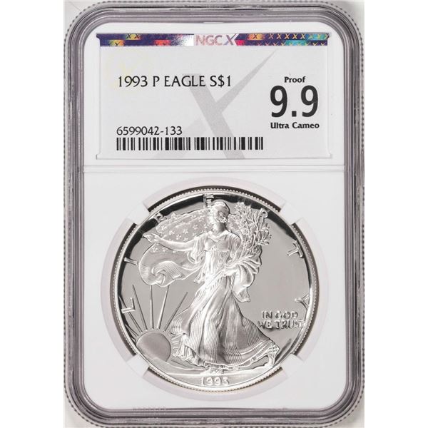 1993-P $1 American Silver Eagle Coin NGCX Proof 9.9 Ultra Cameo