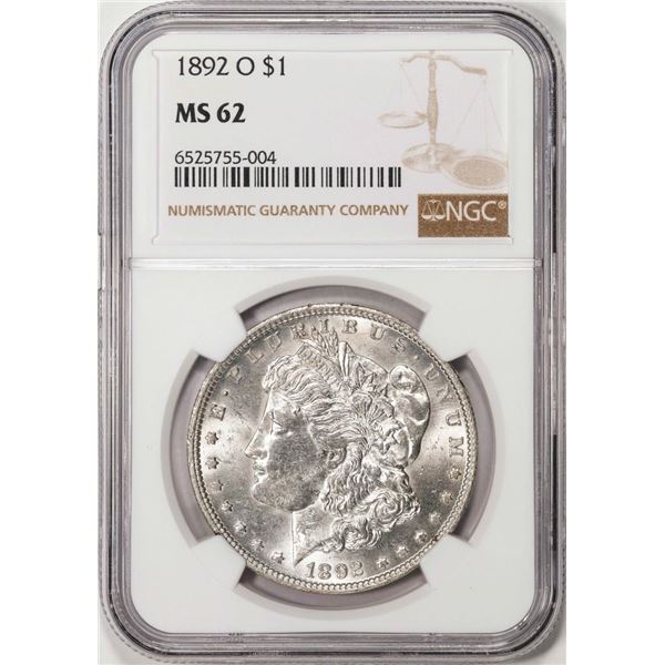 1892-O $1 Morgan Silver Dollar Coin NGC MS62