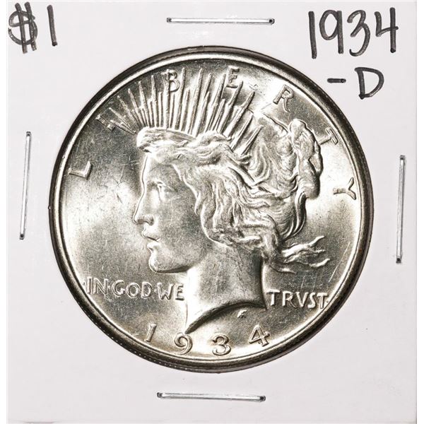 1934-D $1 Peace Silver Dollar Coin