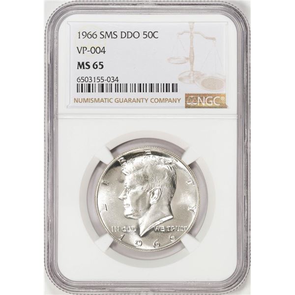 1966 SMS Doubled Die Obverse VP-004 Kennedy Half Dollar Coin NGC MS65