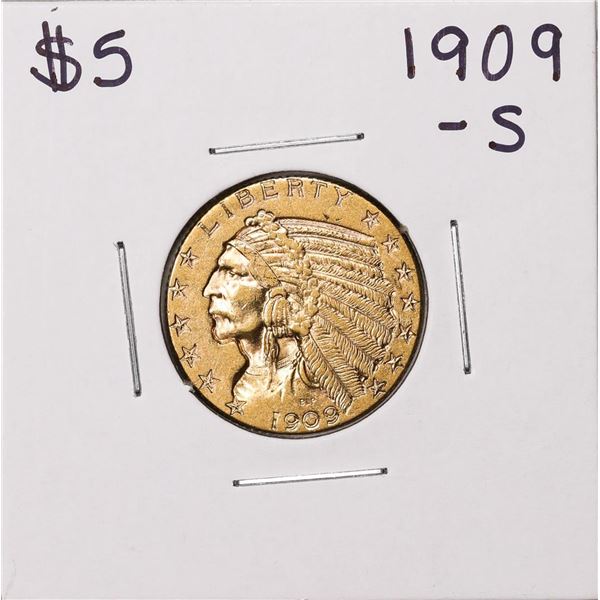 1909-S $5 Indian Head Half Eagle Gold Coin