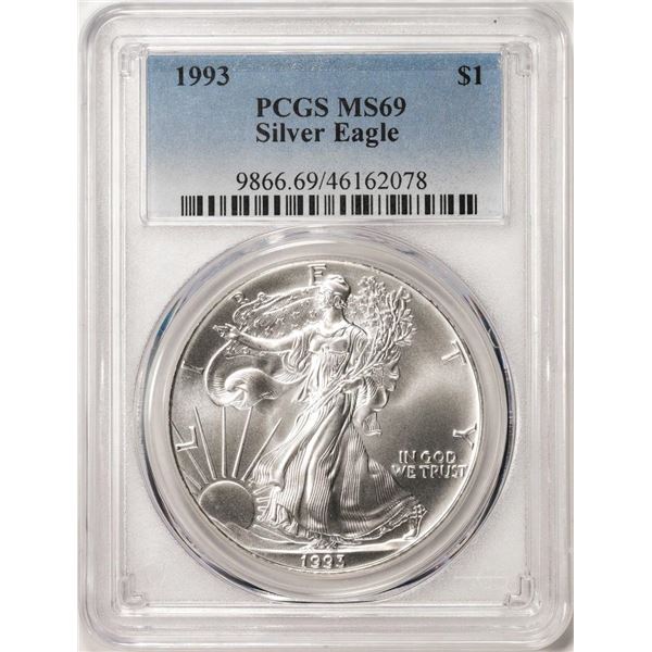 1993 $1 American Silver Eagle Coin PCGS MS69