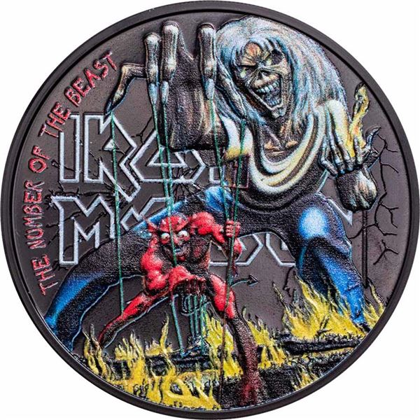 2022 Cook Islands $5 Iron Maiden The Number Of The Beast 1oz Silver Coin w/ Box & COA