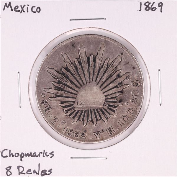 1869 Mexico 8 Reales Silver Coin Chopmarks