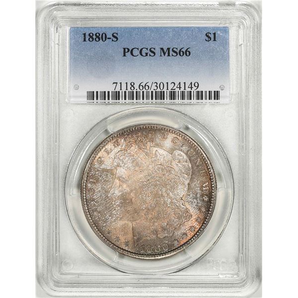 1880-S $1 Morgan Silver Dollar Coin PCGS MS66 Amazing Toning