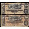 Image 1 : Lot of (2) 1864 $10 Confederate States of America Notes