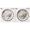 Image 1 : Lot of (2) 1921 $1 Peace Silver Dollar Coins