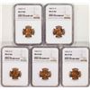Image 1 : Lot of (5) 1942-D Lincoln Wheat Cent Coins NGC MS67RD