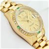 Image 8 : Rolex Mens 18K Yellow Gold Emerald and Diamond Day Date President Wristwatch