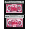 Image 1 : (2) Consec. 1914 China Bank of Communications 10 Yuan Notes PMG Ch. Uncirculated 64EPQ