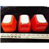 Image 3 : Pyrex red refrigerator dishes - no lids. One has small chip on rim