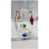 Image 1 : Clear glass, painted accents cookie jar