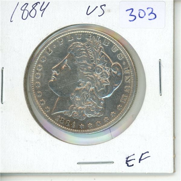 1884 USA Morgan silver dollar