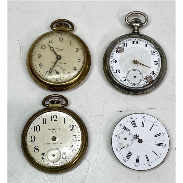 Lot of 4 Vintage Pocket Watches - Parts and Untested