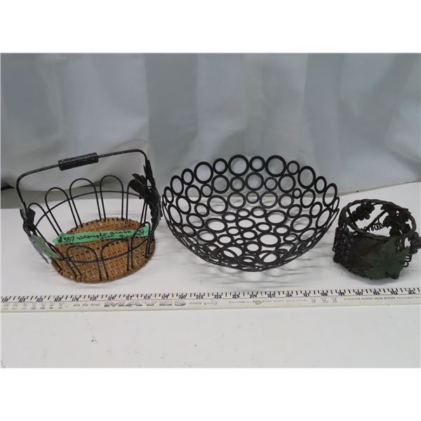 3 Wrought Iron Baskets